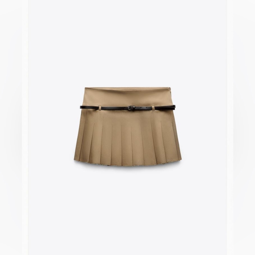ZARA pleated mini skirt with belt